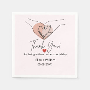 Minimalist Hand Heart Gesture Wedding Guest Gift   Napkin