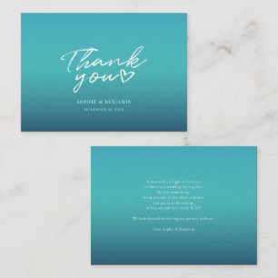 Minimalist Hand-Lettered Blue Wedding Thank You Card