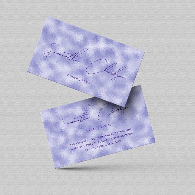 Minimalist Hand-Lettered Purple Foil and Script Business Card (Creator Uploaded)