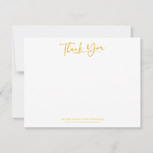Minimalist Hand-Lettered Thank You Faux Gold Card