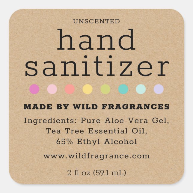 Minimalist Hand Sanitizer Soap Faux Kraft Square Sticker (Front)