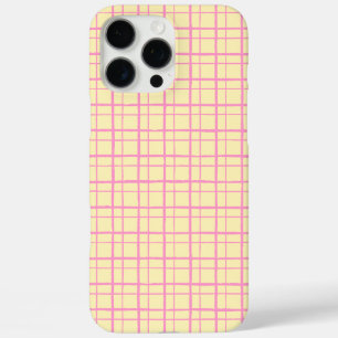 Minimalist HandDrawn Wobbly Grid Check Yellow iPhone 16 Pro Max Case