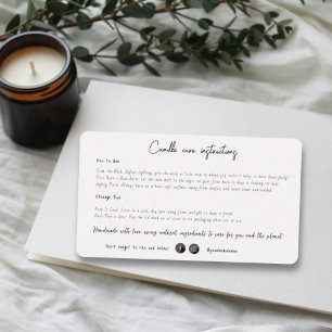 Minimalist Handmade Candle Care Instruction Label Calling Card