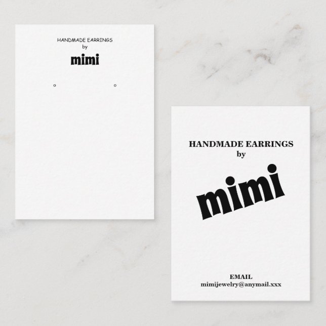 Minimalist Handmade Earring  Display  Business Card (Front/Back)