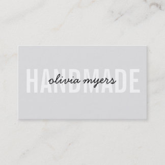 MINIMALIST HANDMADE simple white pale grey black Business Card
