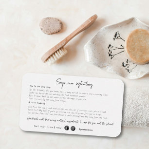 Minimalist Handmade Soap Care Instruction Shop Calling Card