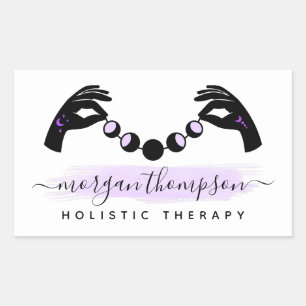 Minimalist Hands & Moon Phase Massage Reiki Logo Sticker