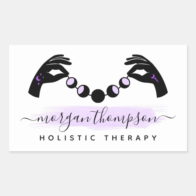 Minimalist Hands & Moon Phase Massage Reiki Logo Sticker (Front)
