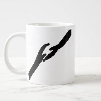 Minimalist Hands Touching Line Art Emotional Large Coffee Mug