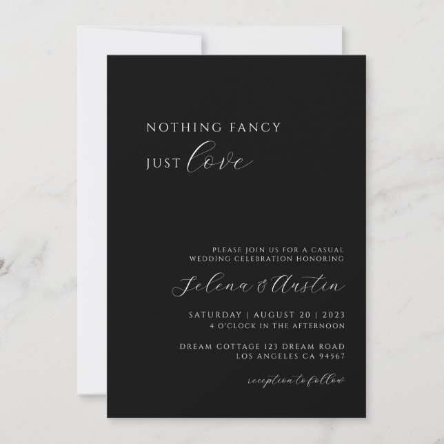 Minimalist Handscript Nothing Fancy Just Love  Inv Invitation (Front)