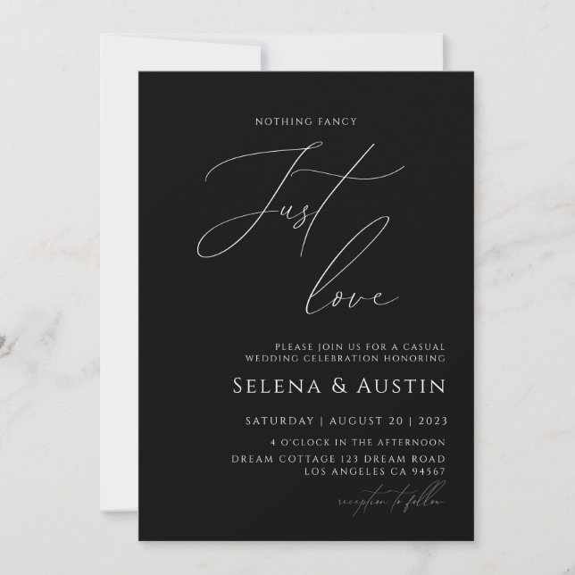Minimalist Handscript Nothing Fancy Just Love  Inv Invitation (Front)