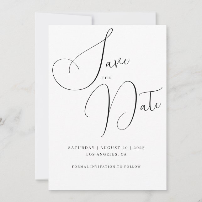 Minimalist Handscript Text and Photo save the date Invitation (Front)