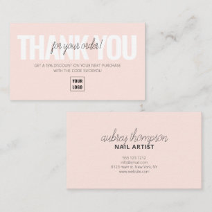 Minimalist Handwriting Calligraphy Thank You Business Card