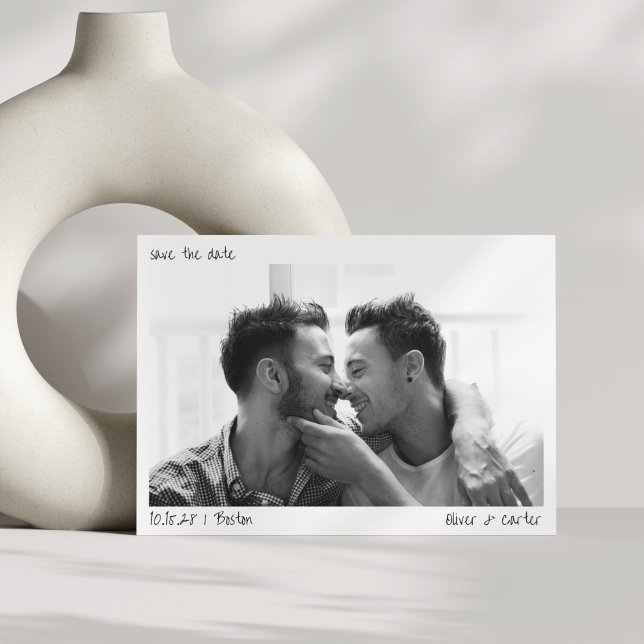 Minimalist Handwriting Script Large Photo Modern Save The Date (Creator Uploaded)