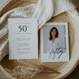 Minimalist handwritten 50th Birthday For Her Invitation