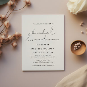 Minimalist handwritten Bridal luncheon Invitation