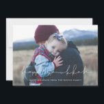 Minimalist handwritten Happy Hanukkah photo Holiday Card<br><div class="desc">Happy Hanukkah card! A modern typography for this winter Holiday photo cards collection. To customize with your favorite family picture. You can also easily change the color of the font or the background to your liking.</div>