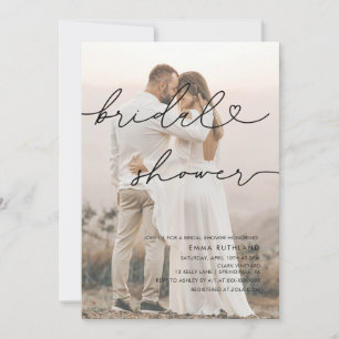 Minimalist Handwritten Heart Bridal Shower  Invitation