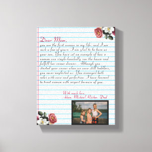 Minimalist handwritten love letter mom message  canvas print