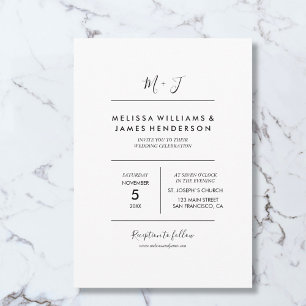 Minimalist Handwritten Monogram Wedding Photo Invitation