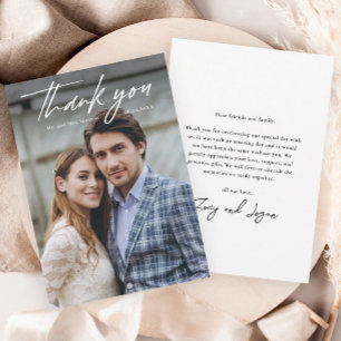 Minimalist Handwritten Photo Wedding Thank You Card