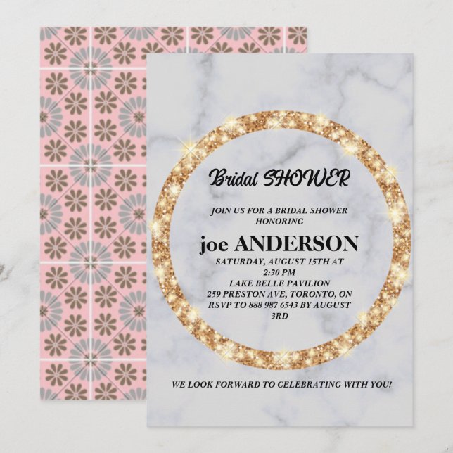 Minimalist Handwritten Script Black Bridal Shower  Invitation (Front/Back)