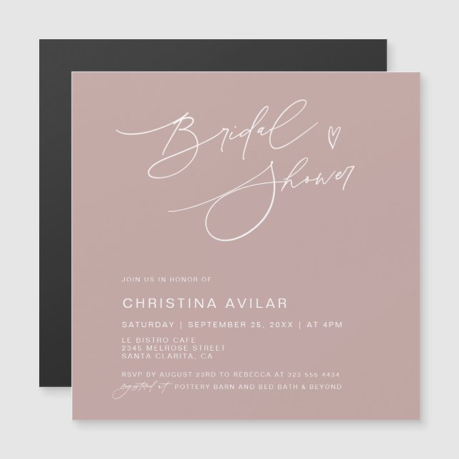 Minimalist Handwritten Script Bridal Shower Magnetic Invitation (Front/Back)