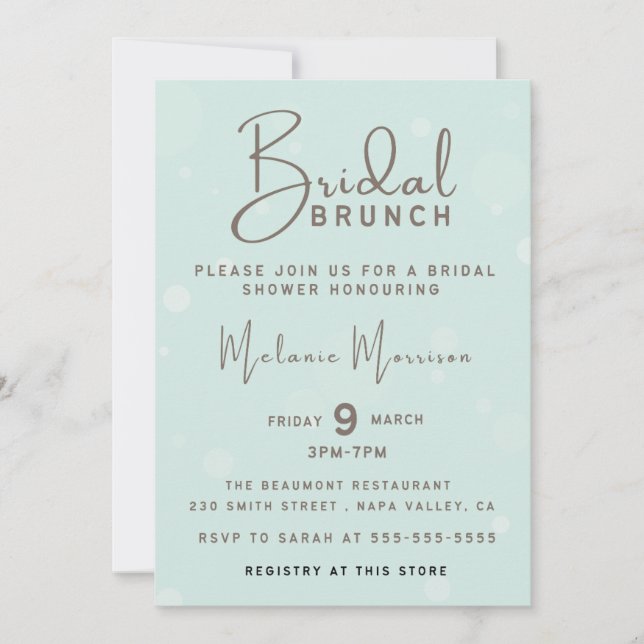 Minimalist Handwritten Script Brown Bridal Brunch Announcement (Front)