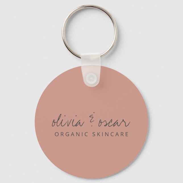 Minimalist Handwritten Script Dusty Rose Business  Keychain (Front)