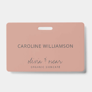 Minimalist Handwritten Script Dusty Rose Custom Badge