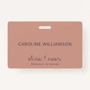 Minimalist Handwritten Script Dusty Rose Custom Badge