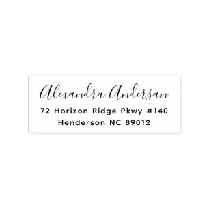 Minimalist Handwritten Script Name Address Rubber Stamp