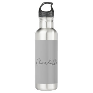 Minimalist Handwritten Script Name Grey 710 Ml Water Bottle