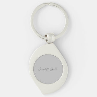 Minimalist Handwritten Script Name Grey Keychain