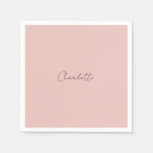 Minimalist Handwritten Script Name Rose Gold Napkin