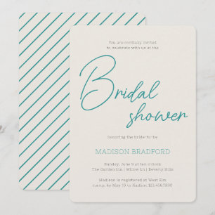 Minimalist Handwritten Script Teal Bridal Shower Invitation