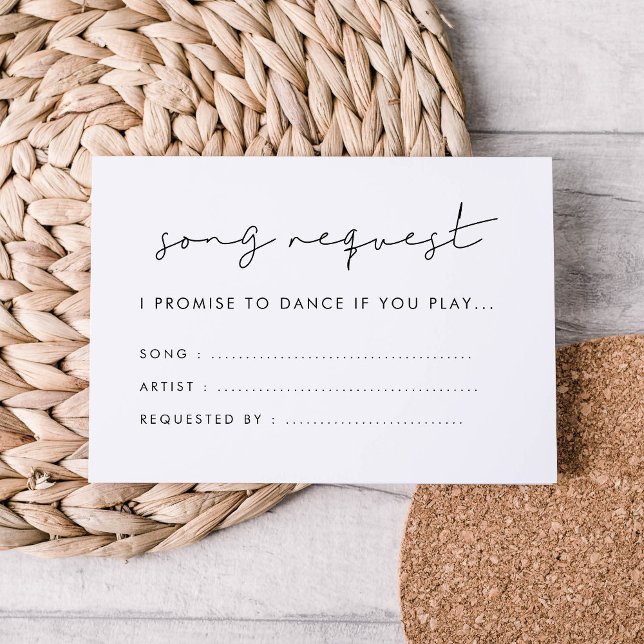 Minimalist handwritten Wedding Song request Enclosure Card (Minimalist handwritten Wedding Song request Enclosure Card)