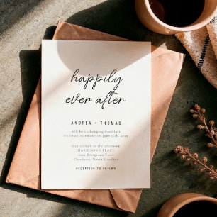 Minimalist Happily Ever After Script Wedding Invitation