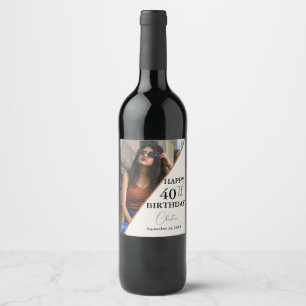 Minimalist Happy 40th 50th Birthday Party  Wine Label