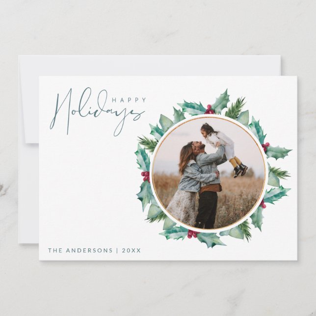 Minimalist Happy Holidays Photo Christmas  Holiday Card (Front)