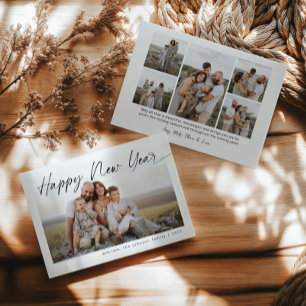 Minimalist Happy New Year Modern Script Christmas Holiday Card