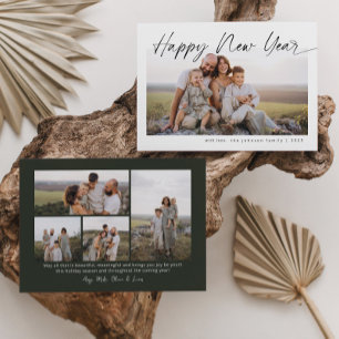 Minimalist Happy New Year Modern Script Christmas Holiday Card