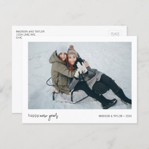 Minimalist Happy New Year Photo Holiday Postcard
