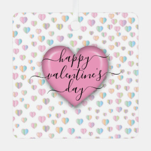 Minimalist Happy Valentine’s Day Metal Ornament