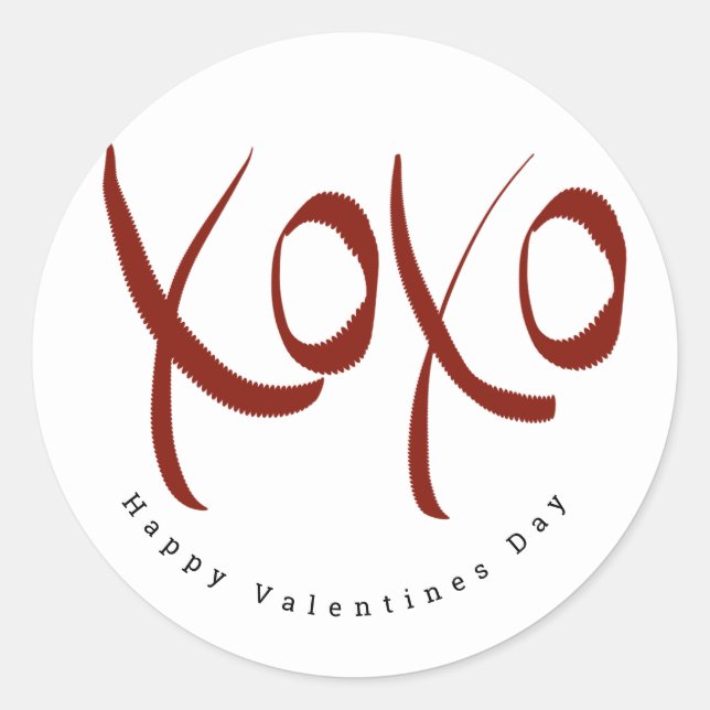 Minimalist Happy Valentines Day Hand Lettering Classic Round Sticker (Front)