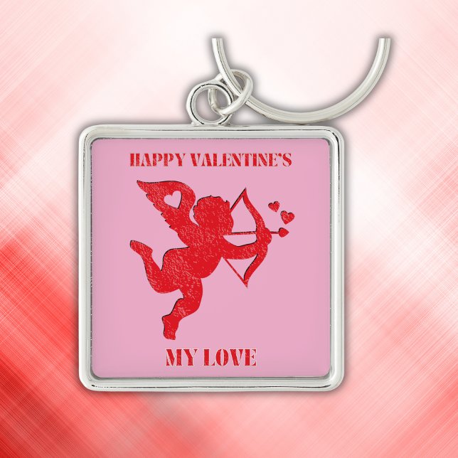 Minimalist Happy Valentine's My Love on pink | Keychain (Creator Uploaded)