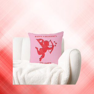 Minimalist Happy Valentine's My Love on pink Throw Pillow