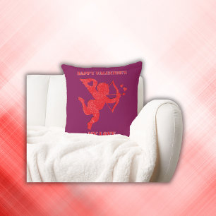 Minimalist Happy Valentine's My Love on wine   Throw Pillow