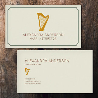 Minimalist Harp Instructor Business Card