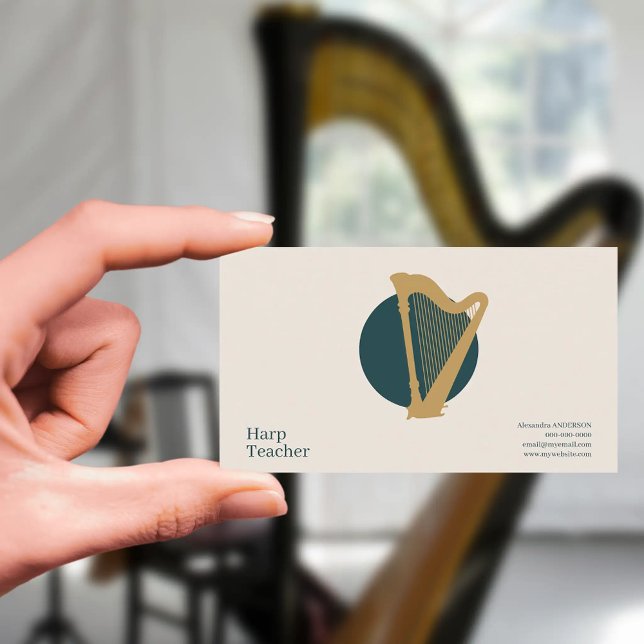 Minimalist Harp Teacher Business Card (Minimalist Harp Teacher Business Card)